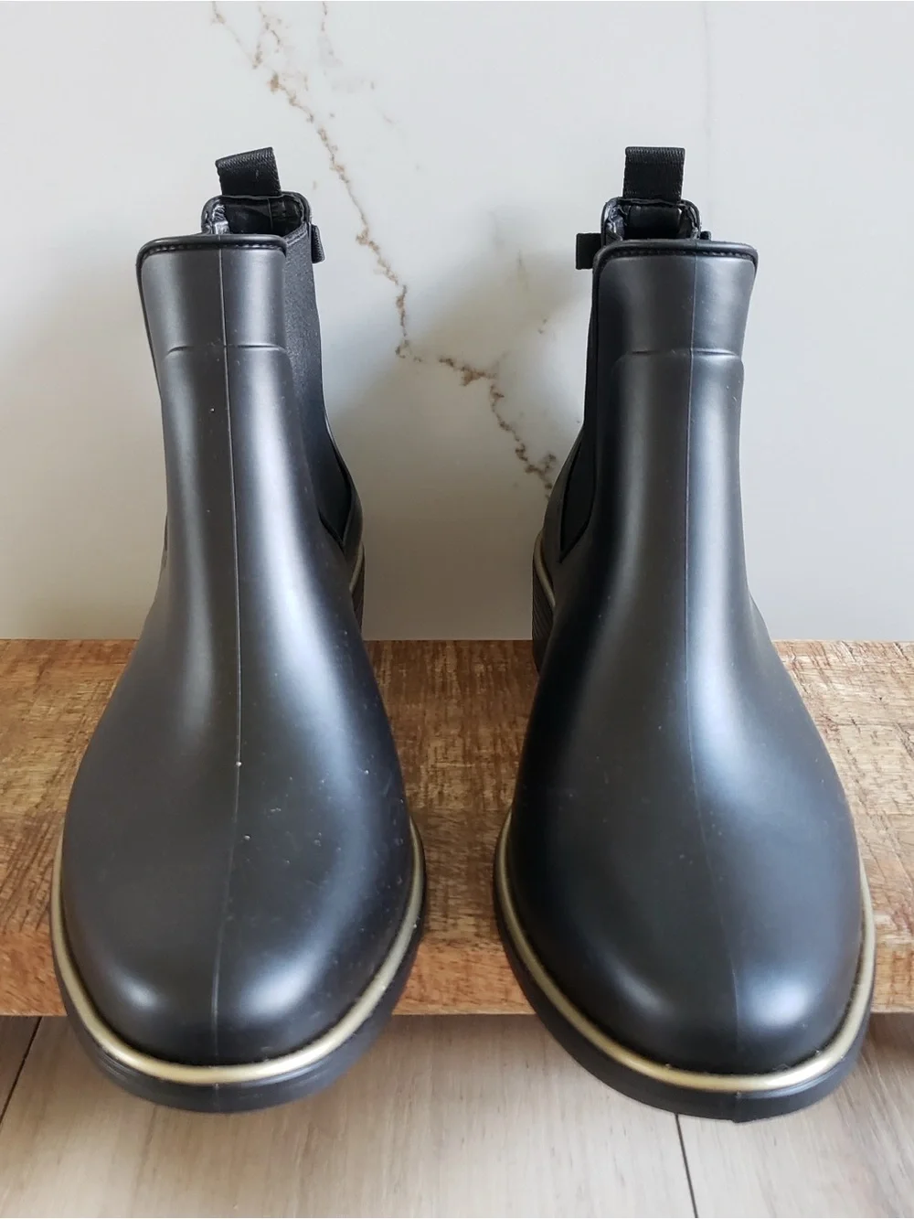 kate spade Black Chelsea Ankle Boots with‎ Gold Trim